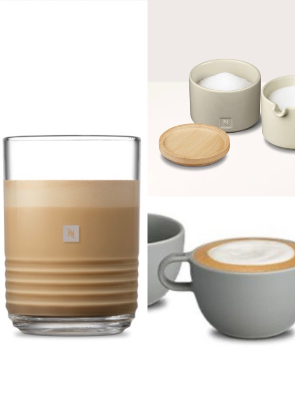 Nespresso Barista Collection Cup Glass Sugar + Creamer NEW